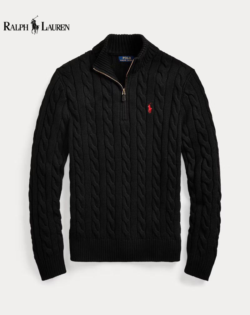 R.L. | Unisex Cable Knit Quarter-Zip