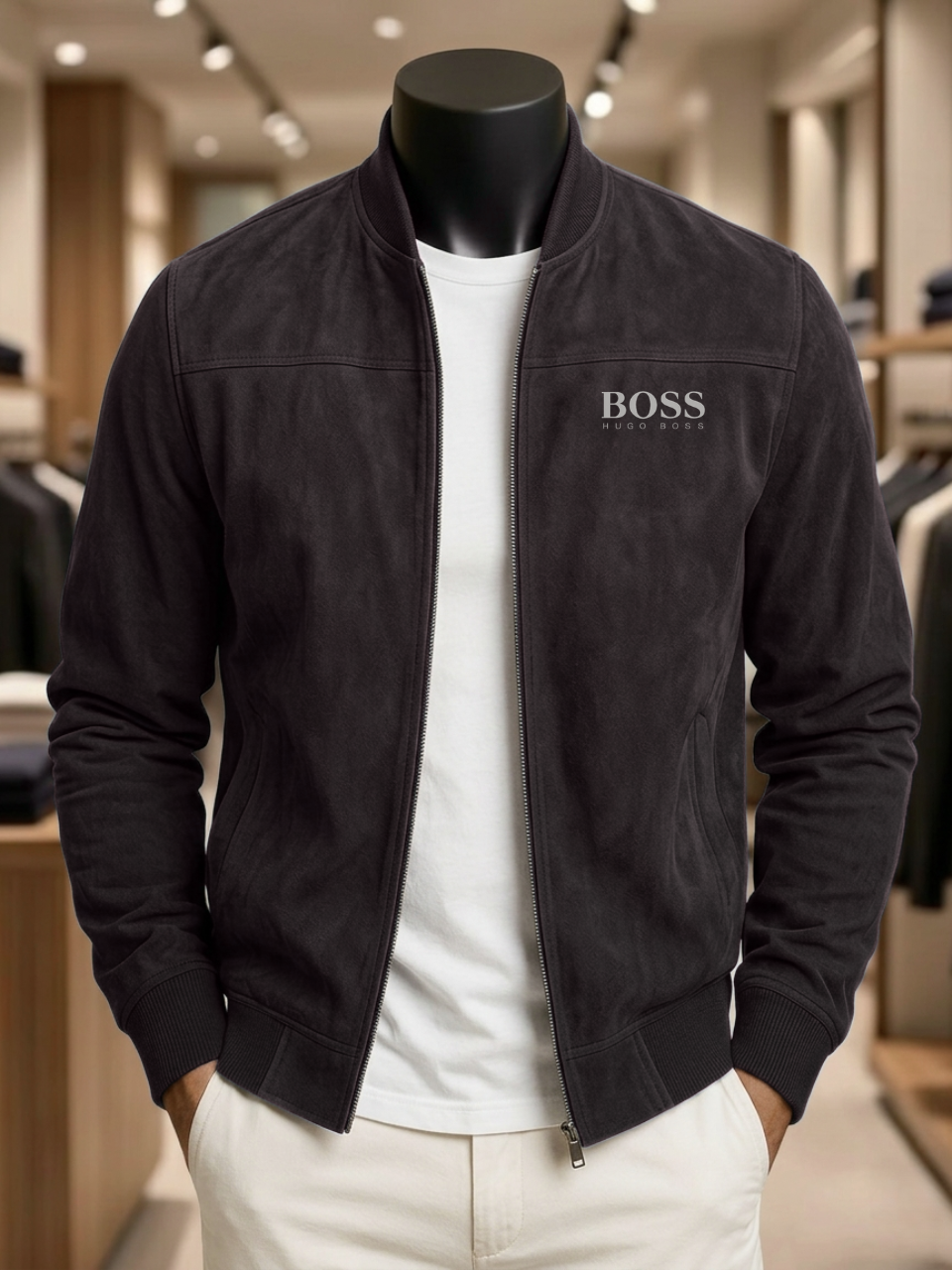 B0SS | Suede Bomber Jacket