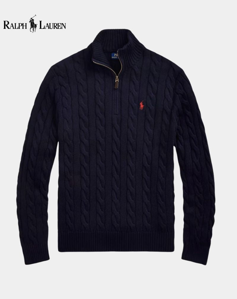 R.L. | Unisex Cable Knit Quarter-Zip