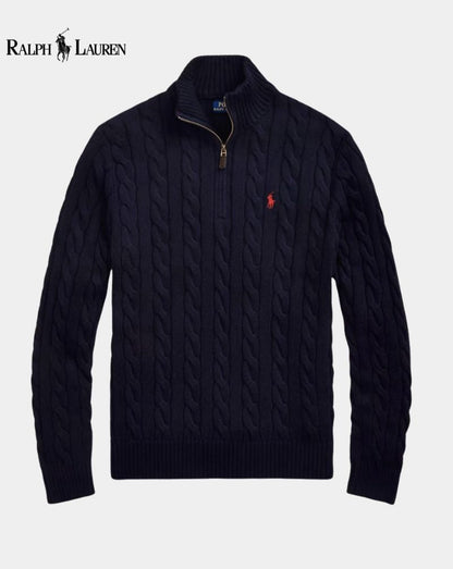 R.L. | Unisex Cable Knit Quarter-Zip